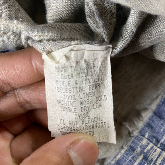 True Grit Celestial Bear Linen Short Sleeve Shirt Men's L Button - Picture 4 of 8